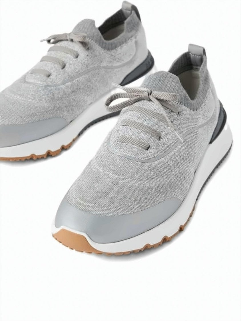 Brunello Cucinelli Knitted Low-Profile Sneakers With Tonal Laces And Cushioned Midsole