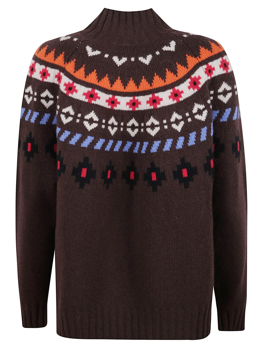 Max Mara Jacquard Pattern Wool Blend Sweater