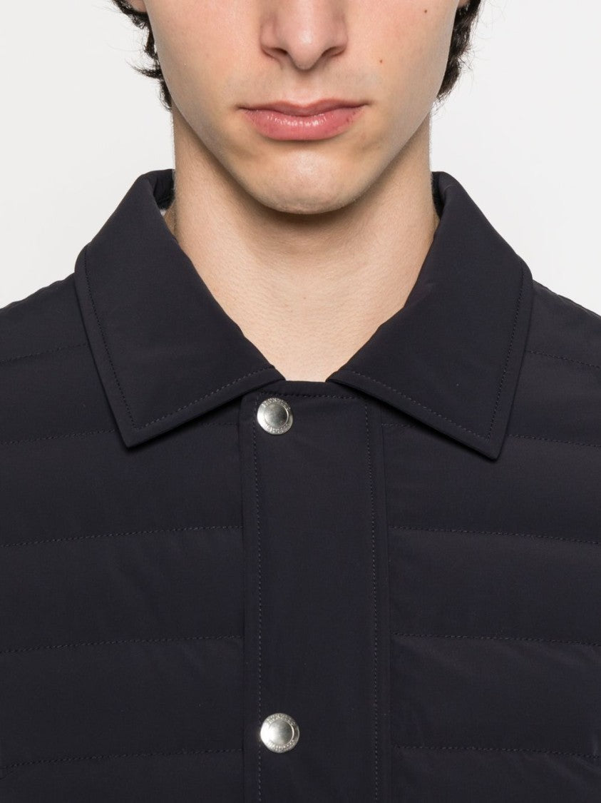 Brunello Cucinelli Quilted Black Coat With Button-Up Front