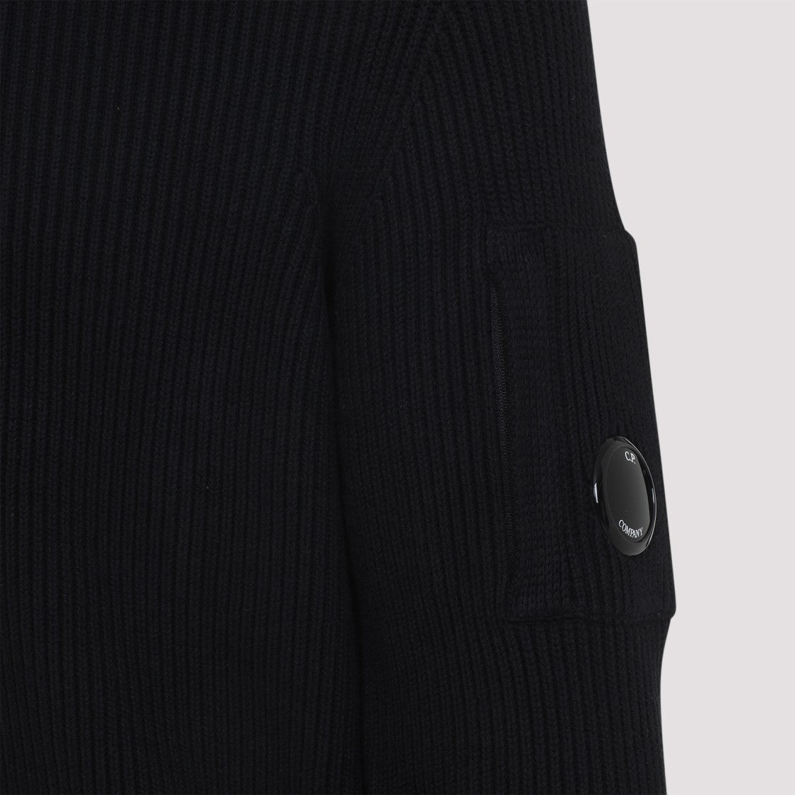 C.P. Company Black Cotton Knit Polo Collar