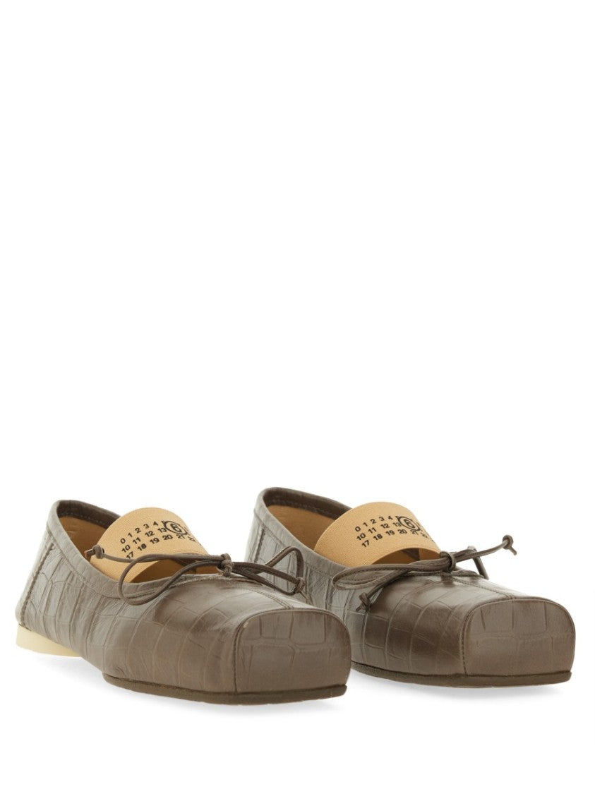 Mm6 By Maison Margiela Crocodile-Effect Leather Ballerina