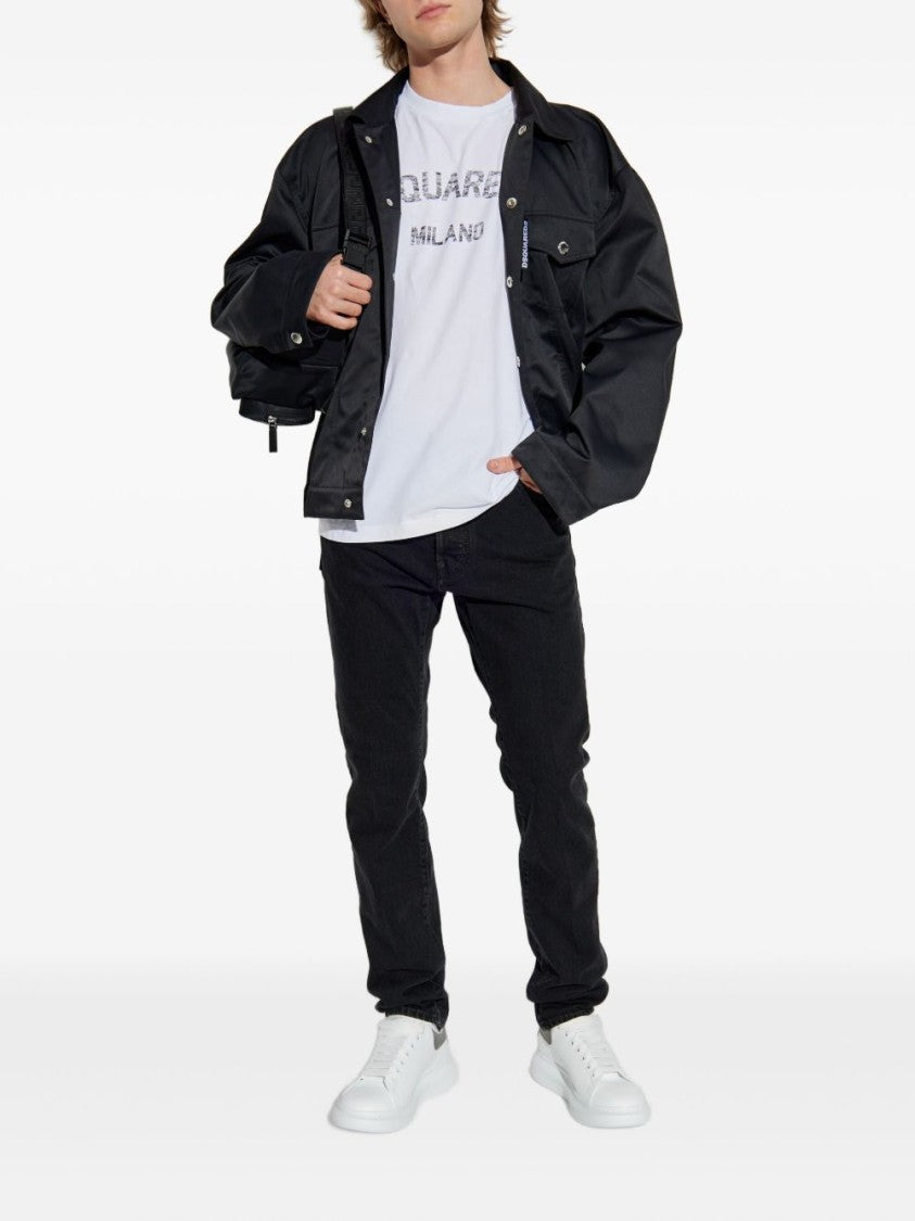 Dsquared2 White T-Shirt With Distressed Logo Print