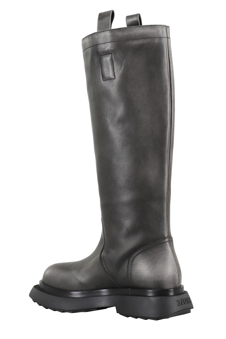 3Juin Tall Leather Boots With Rugged Sole
