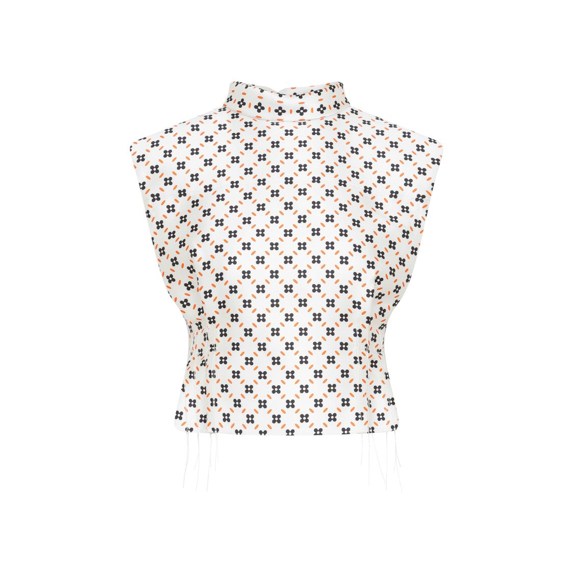 Lanvin Chalk Floral Cropped Sleeveless Top