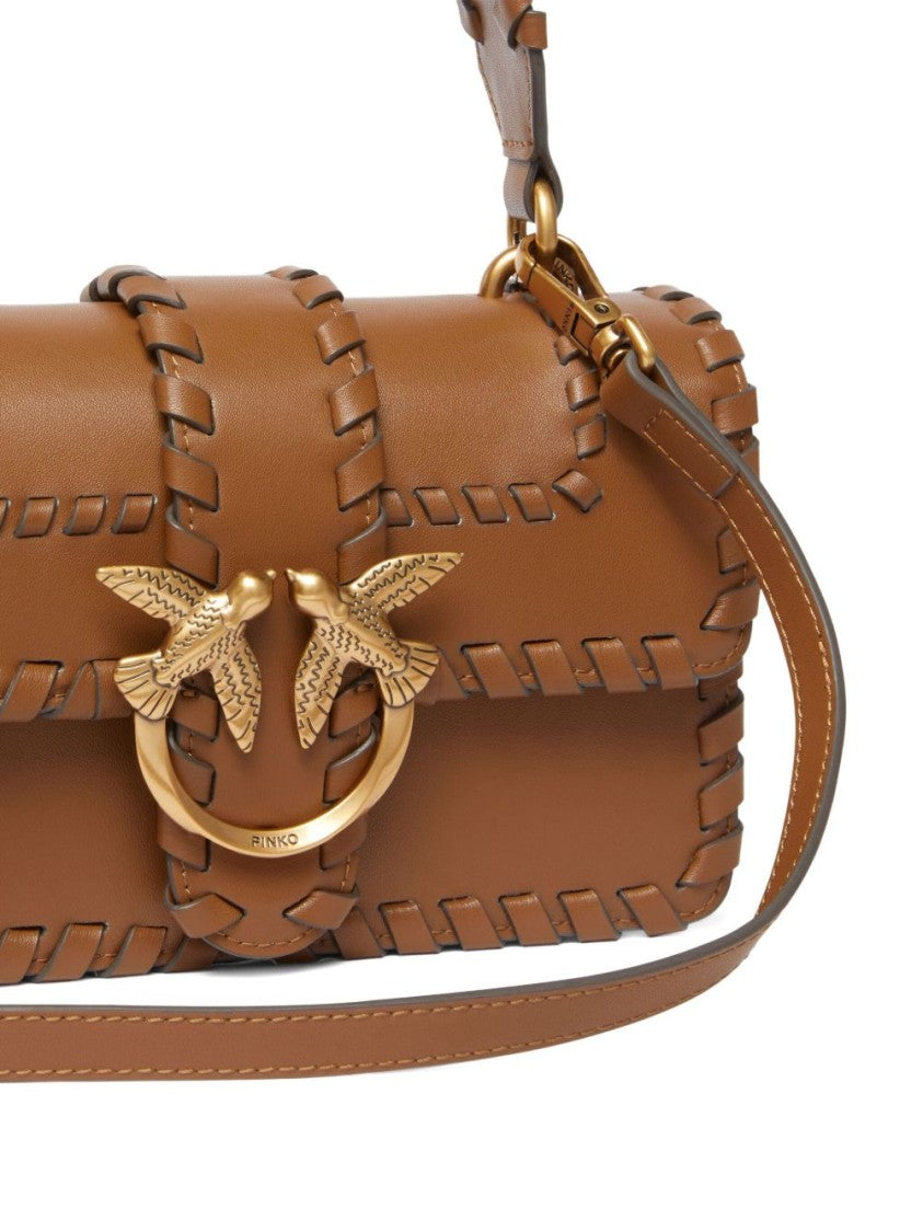 Pinko Structured Brown Leather Handbag