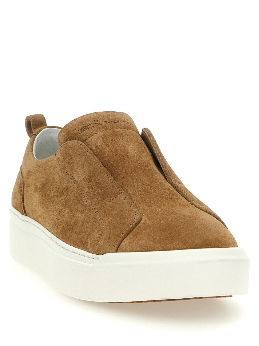 Kiton Brown Suede Slip-On Sneakers