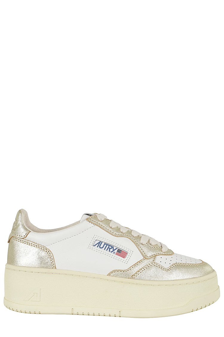 Autry White And Gold Platform Sneakers