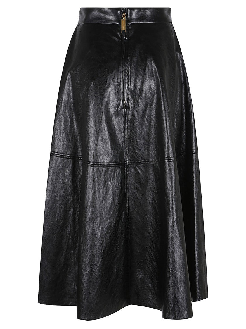 Elisabetta Franchi Crackled Leather-Effect Synthetic Maxi Skirt With Flared Hem