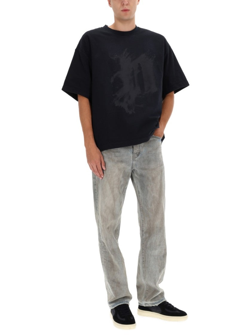 Purple Brand Loose-Fit Black T-Shirt With Glossy Abstract Design