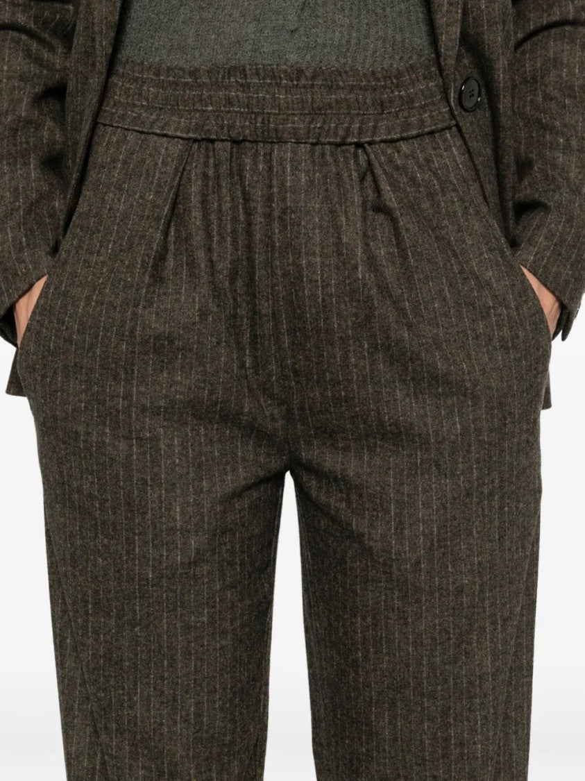 Isabel Marant Pinstripe Elastic-Waist Tailored Trousers