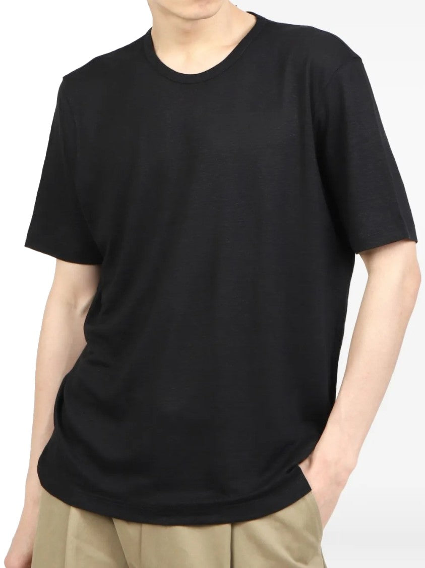 Lardini Versatile Black Linen T-Shirt With Relaxed Fit