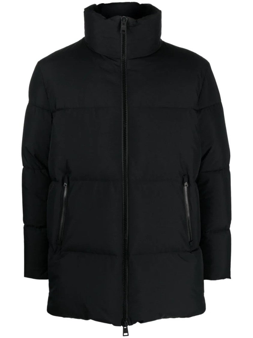 Herno Woven Half Coat With High Collar