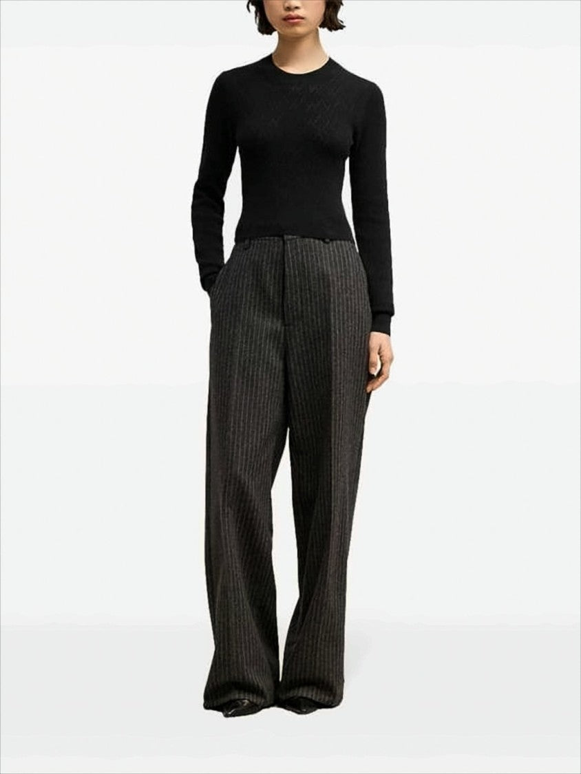 Ami Textured Knit Sweater With Classic Crew Neckline