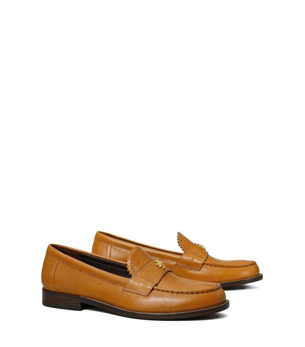 Tory Burch Caprine Leather Classic Loafers With Decorative Emblem