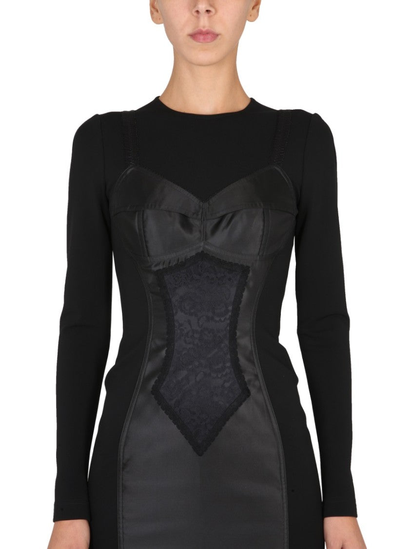 Dolce & Gabbana Corset-Inspired Midi Dress With Satin