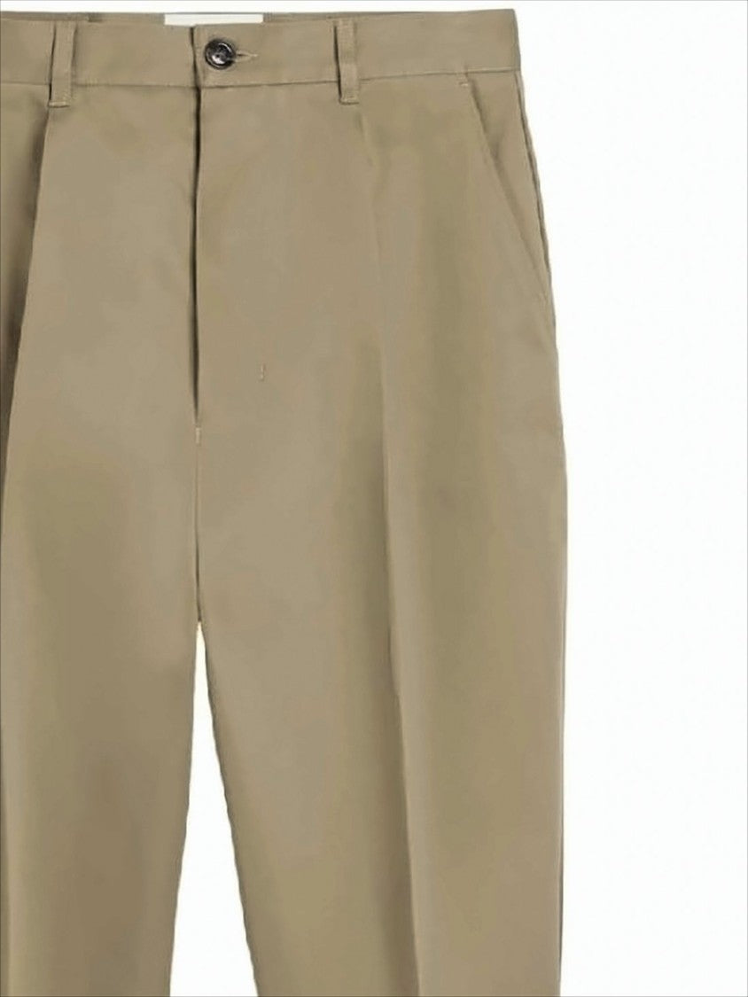 Ami Tailored Brown Straight Pants With Structured Fabric