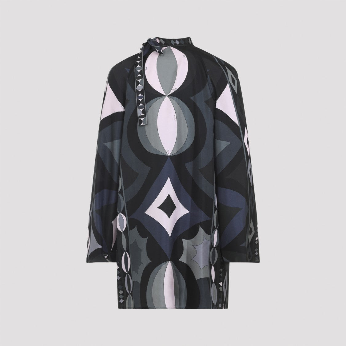 Pucci High Neck Mini Dress With Geometric Pattern And Tie Detail