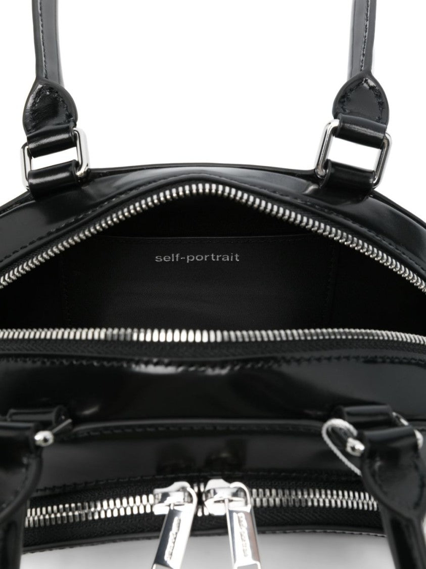 Self-Portrait Glossy Half-Moon Shoulder Bag