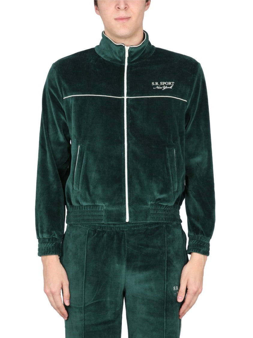 Sporty And Rich Full-Zip Sweatshirt With Plush Texture