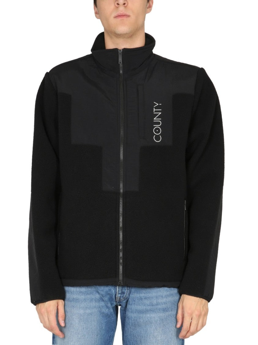 Marcelo Burlon High Collar Black Track Jacket