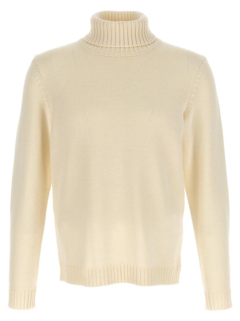Zanone Wool Sweater With Turned-Up Turtleneck And Ribbed Detailing