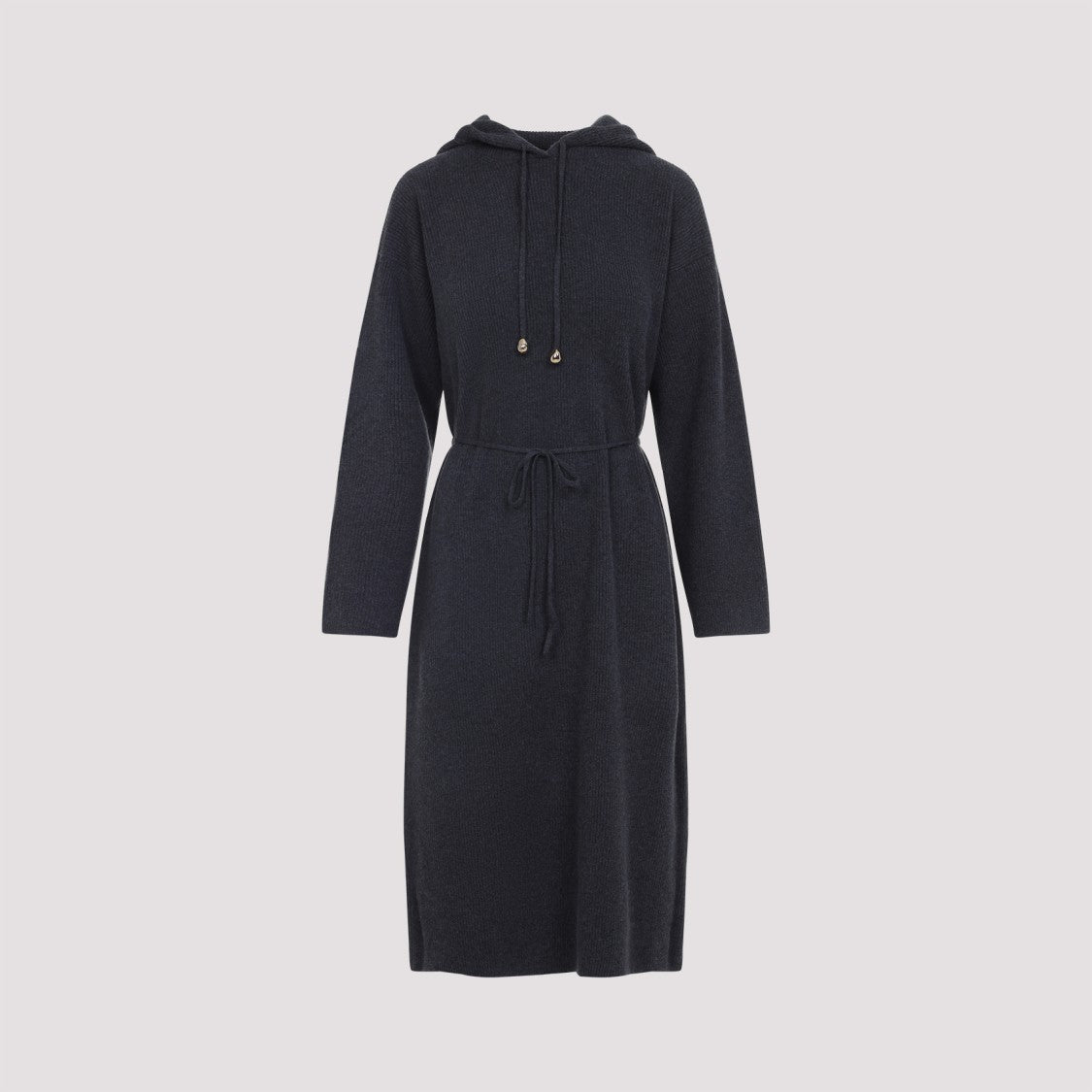 Fabiana Filippi Denim Grey Virgin Wool Hooded Dress