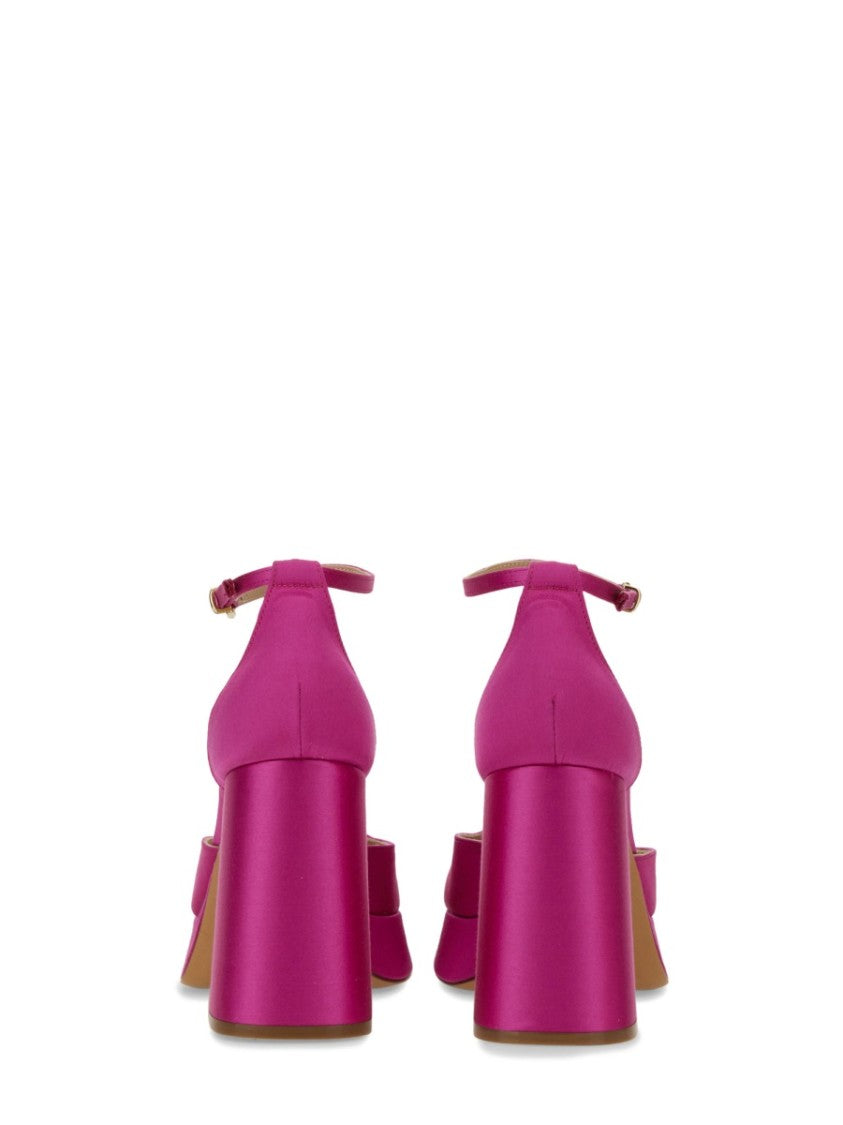 Roberto Festa "Nicla" Silk Heels With Ankle Strap And Block Heel