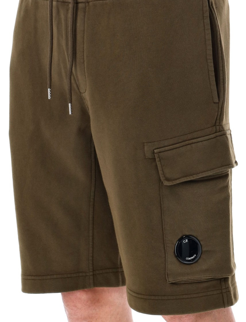 C.P. Company Cotton Diagonal Fleece Logo Shorts