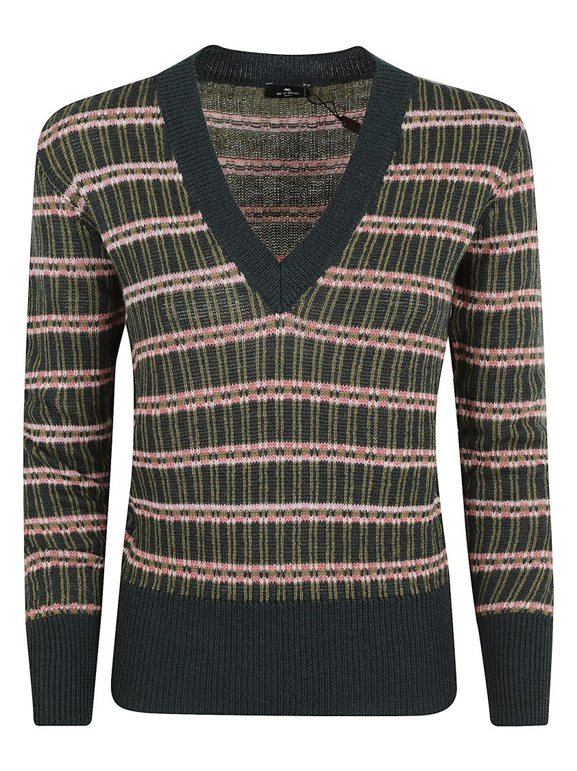 Etro V-Neck Knit Top With Jacquard Pattern