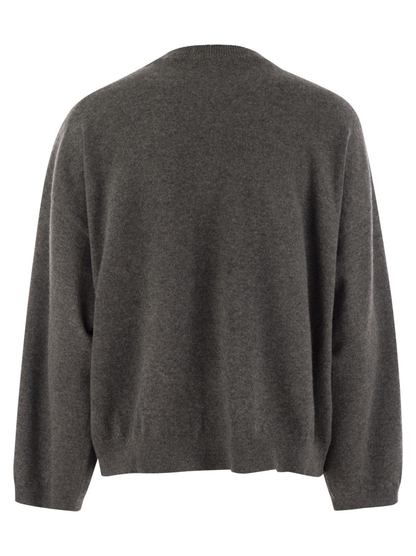 Brunello Cucinelli Cashmere Sweater With Breast Pocket And Necklace