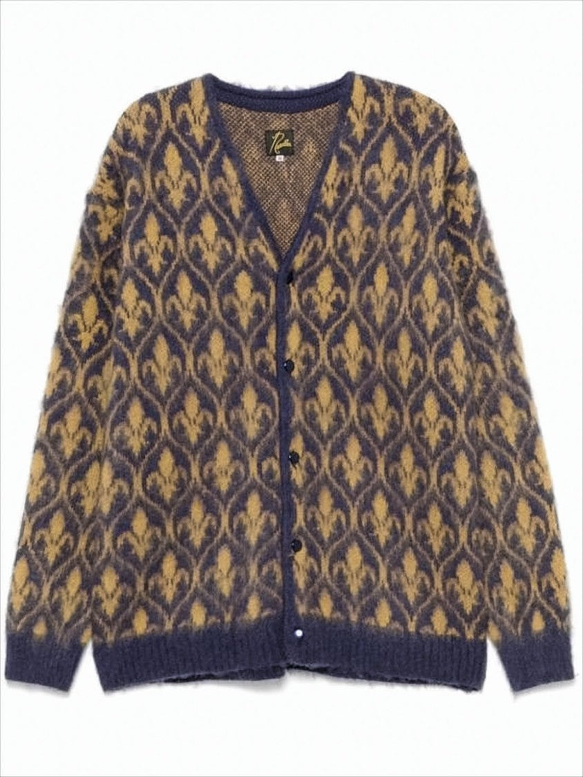 Needles Luxurious Mohair Blend Cardigan With Ornate Motif