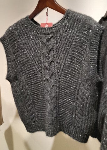 Max Mara Sleeveless Knitted Cardigan With Cable Design