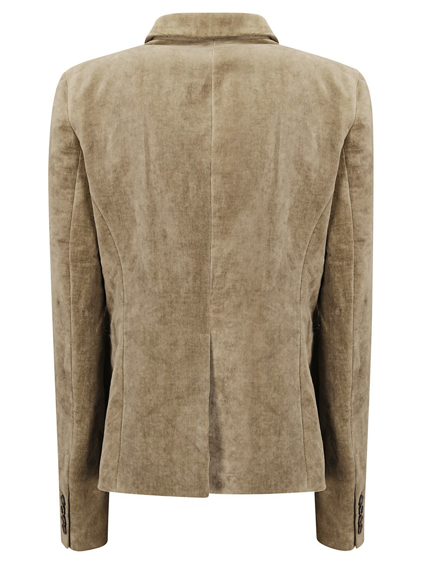 Uma Wang Cotton Velvet-Effect Jacket With Contrasting Striped Lining And Tailored Fit