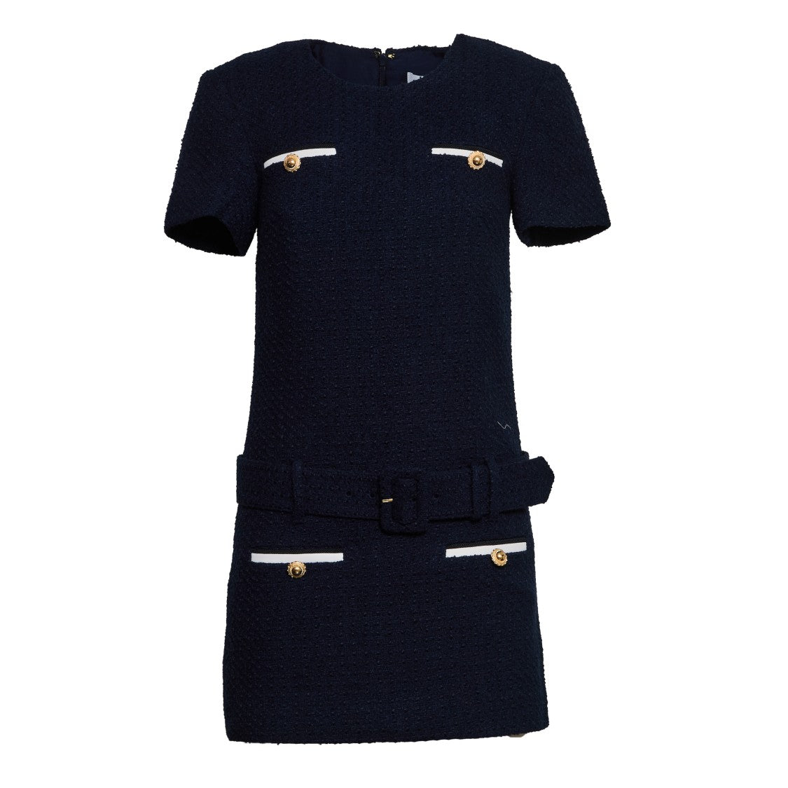 Self-Portrait Fitted Navy Boucle Mini Dress