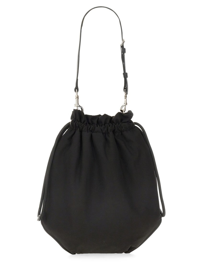 Vivienne Westwood Soft Black Shoulder Bag With Drawstring Closure