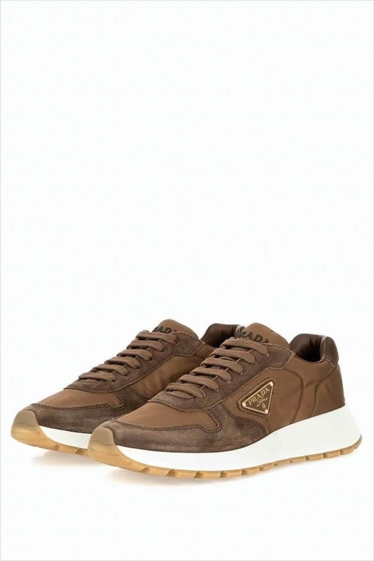 Prada Low-Top Sneakers In Suede And Recycled Nylon