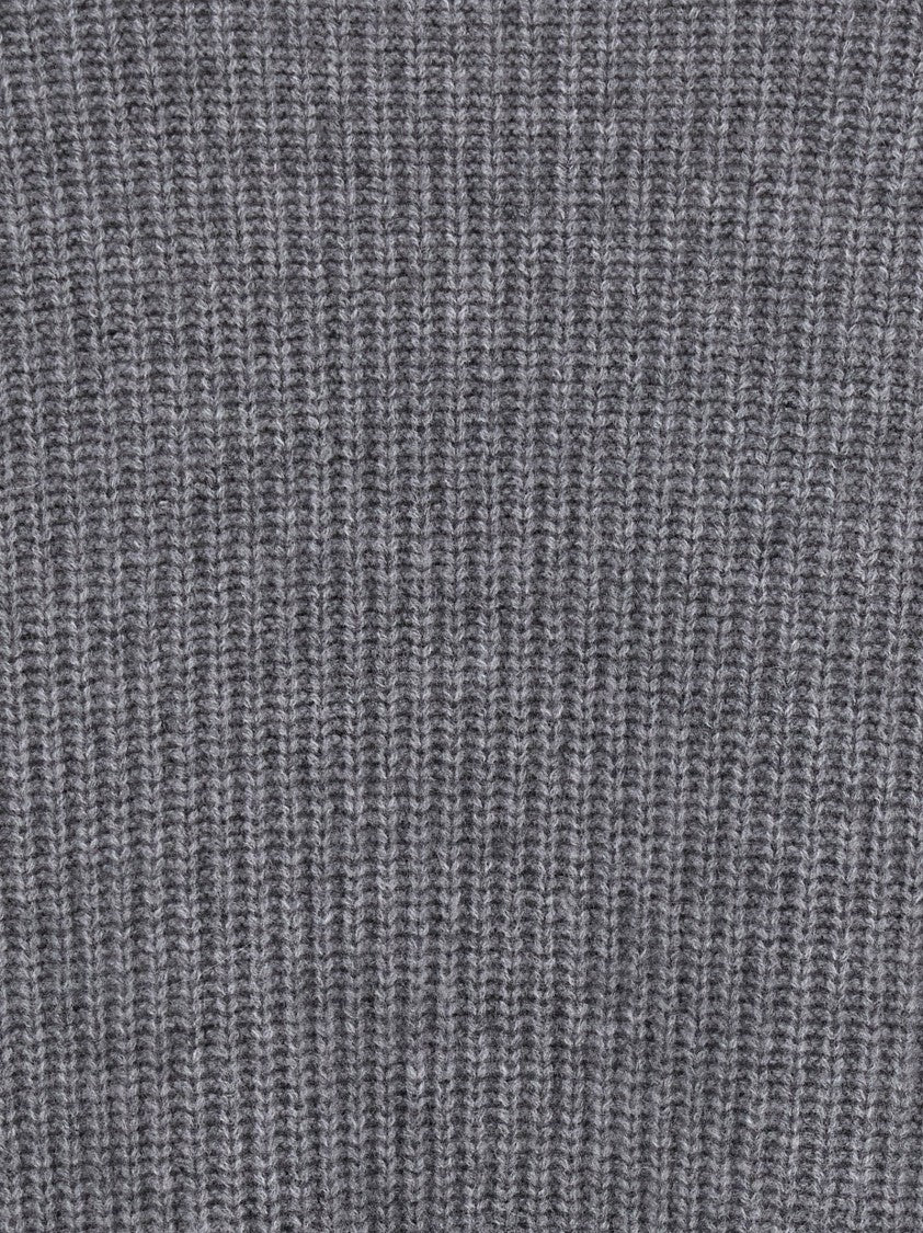 P.A.R.O.S.H. Ribbed Grey Cashmere Crewneck Sweater