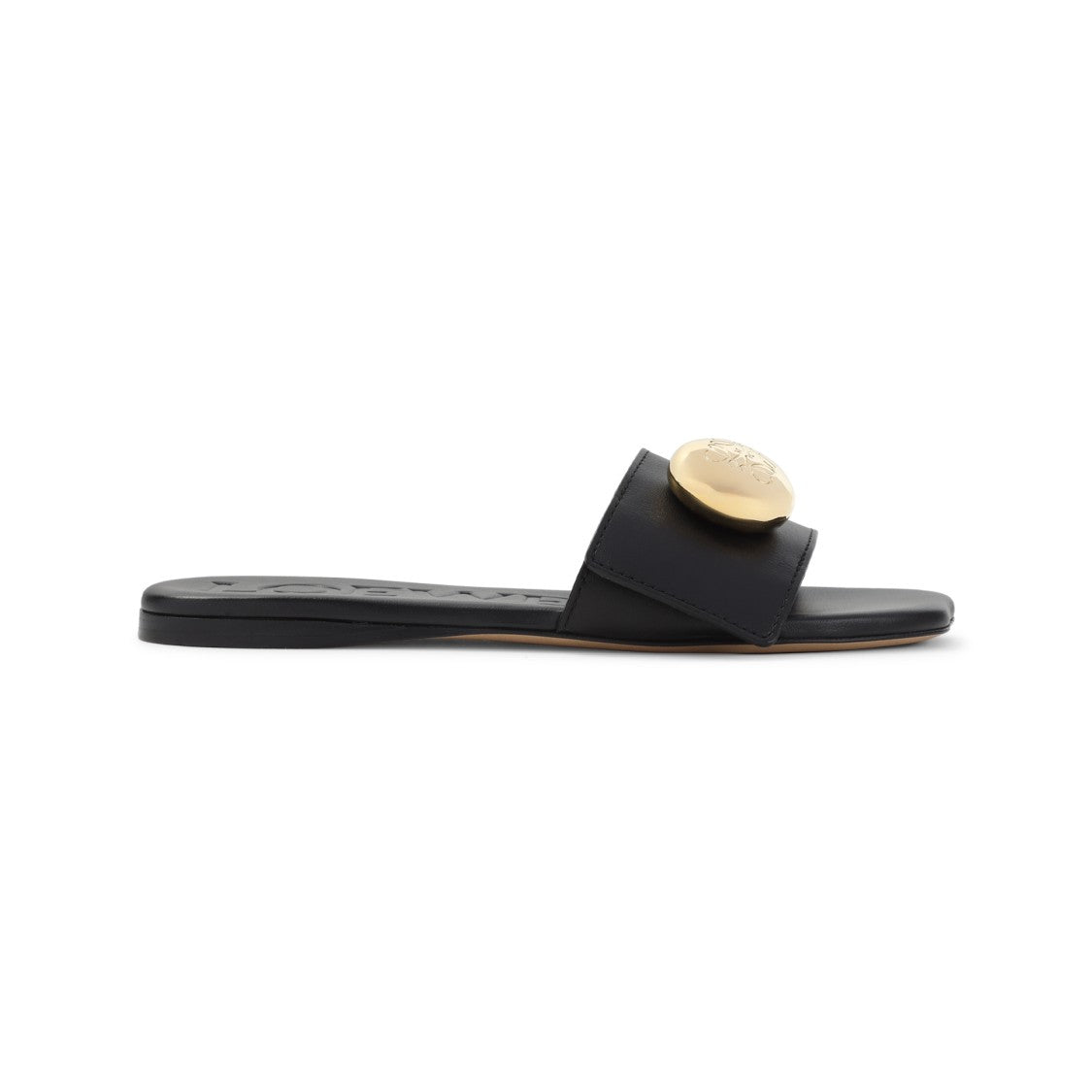 Loewe Pebble Slide Black Calf Leather Sandals