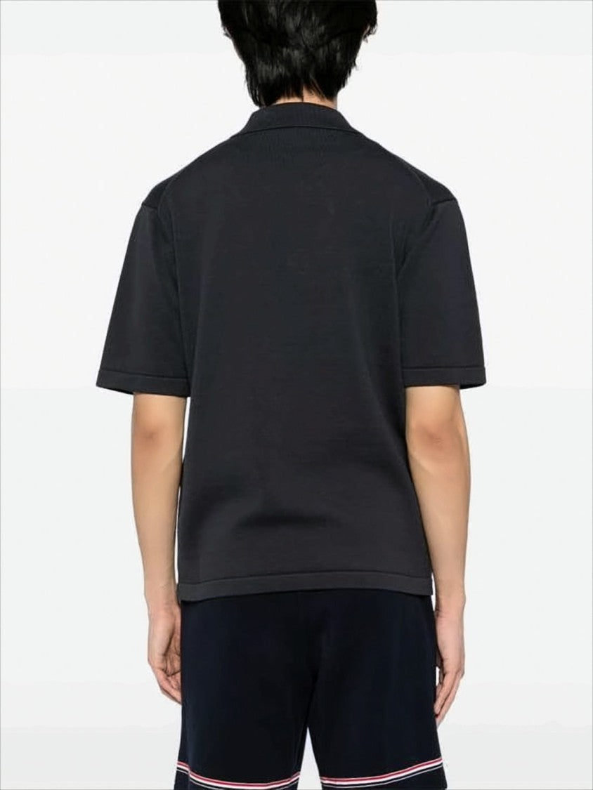 Maison Kitsuné Textured Cotton Polo Shirt With Classic Collar And Embroidered Fox Emblem