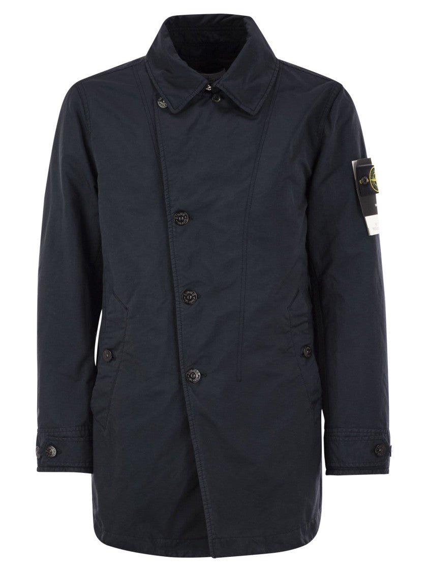 Stone Island Short Trench Coat With Anti-Drip Treatment