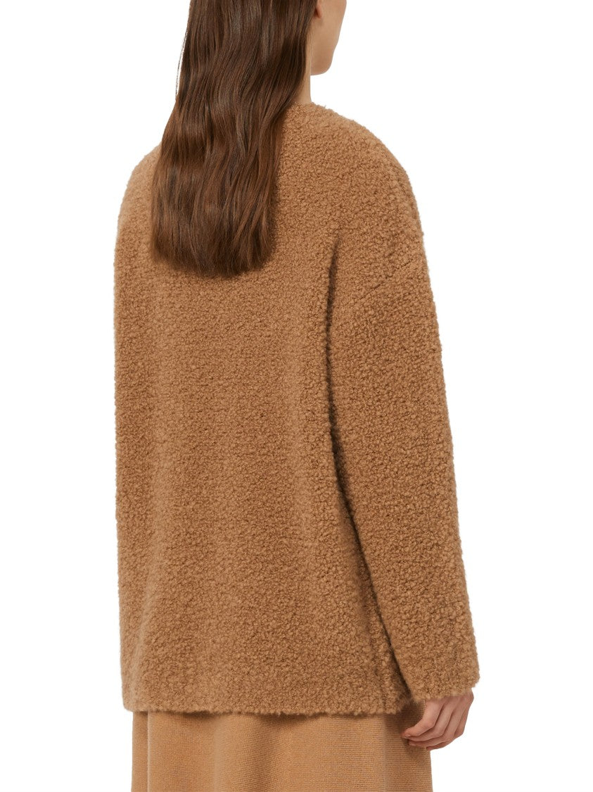 Max Mara Textured V-Neck Sweater In Rich Camel Tone