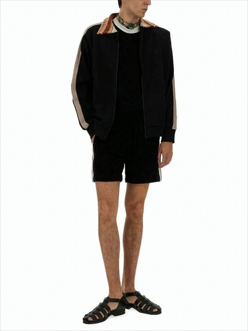 Sasquatchfabrix Relaxed Fit Black Shorts With Vertical Stripes