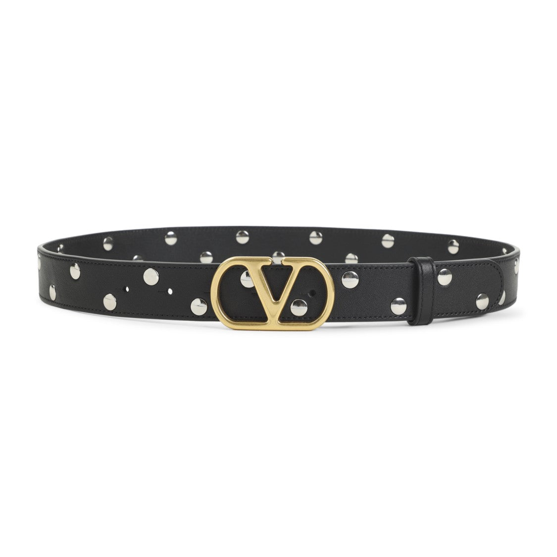 Valentino Garavani Buckle Black Calf Leather Belt
