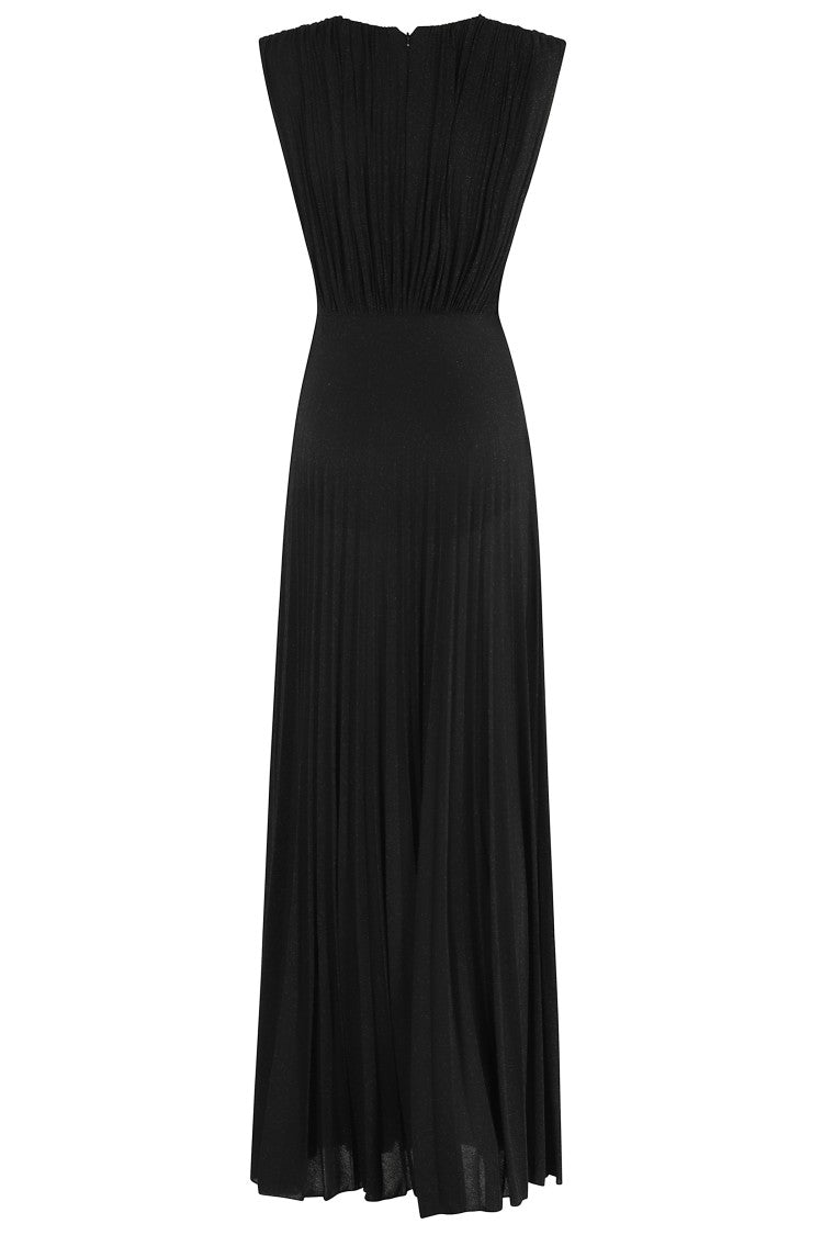 Elisabetta Franchi Long Sleeveless Dress With Deep V-Neckline
