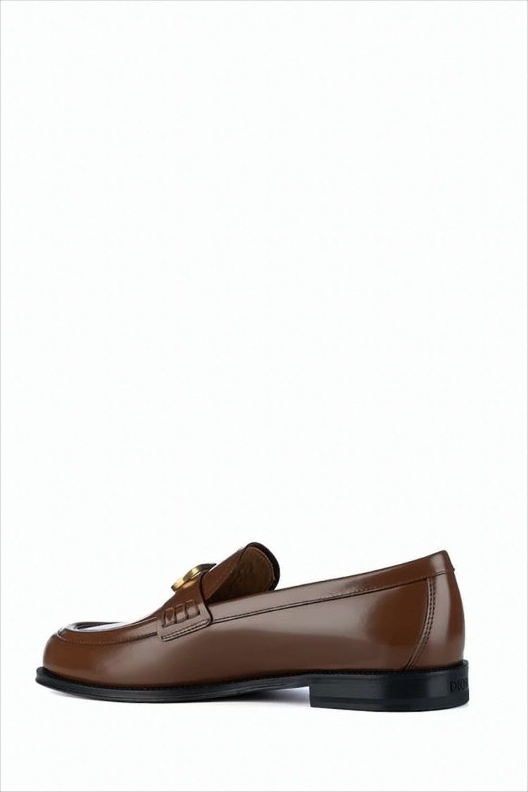 Christian Dior Calf Leather Loafers With Gold-Tone Embellishment