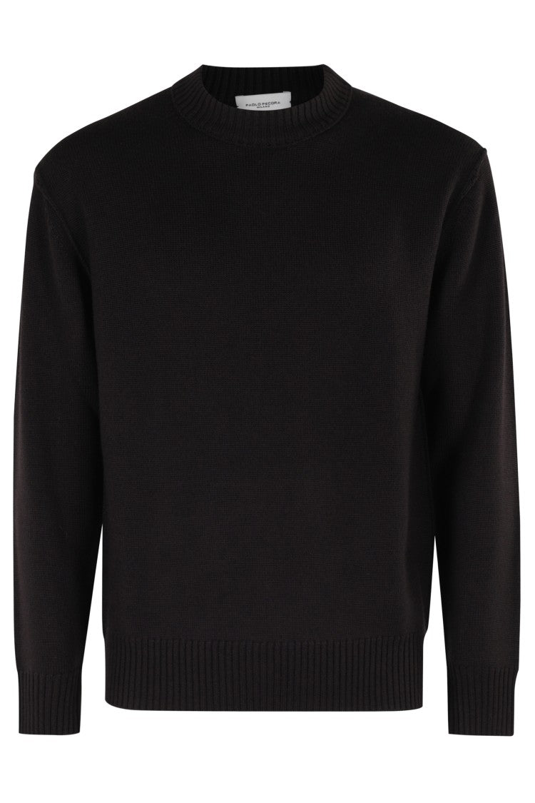 Paolo Pecora Crew Neck Black Wool Sweater