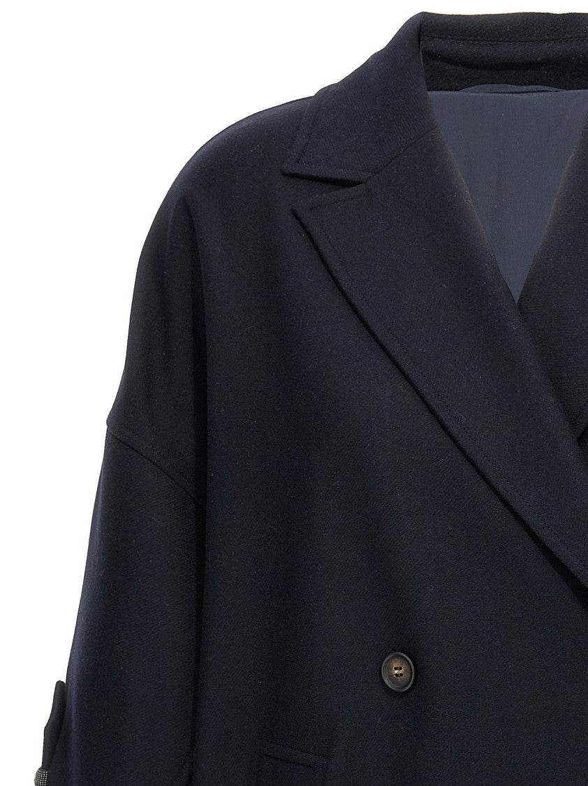 Brunello Cucinelli Shiny Cuff Details' Caban Coat
