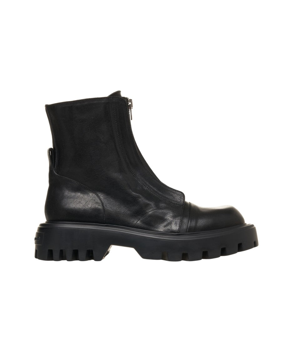 Mattia Capezzani Sophisticated Leather Ankle Boots With Zipper Closure