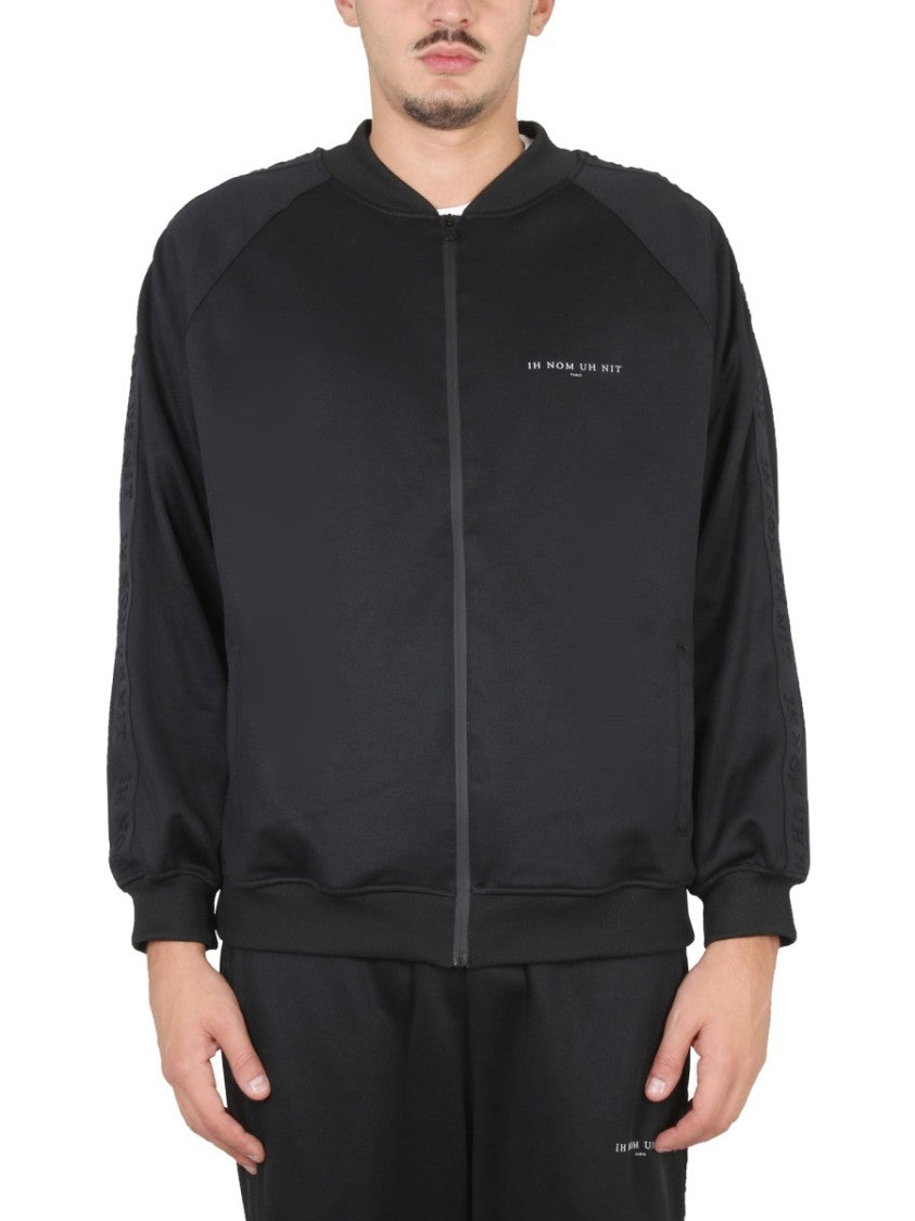 Ih Nom Uh Nit Ribbed Neck Zipper Closure Sports Jacket