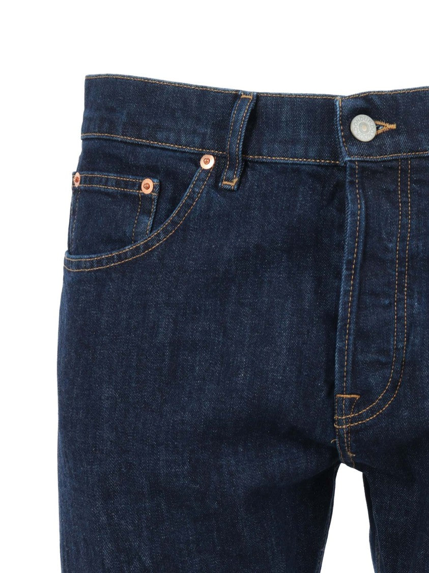 Dondup Dark Blue Denim Jeans With Rolled-Up Cuffs